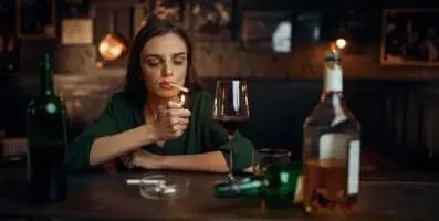 Woman at a bar.