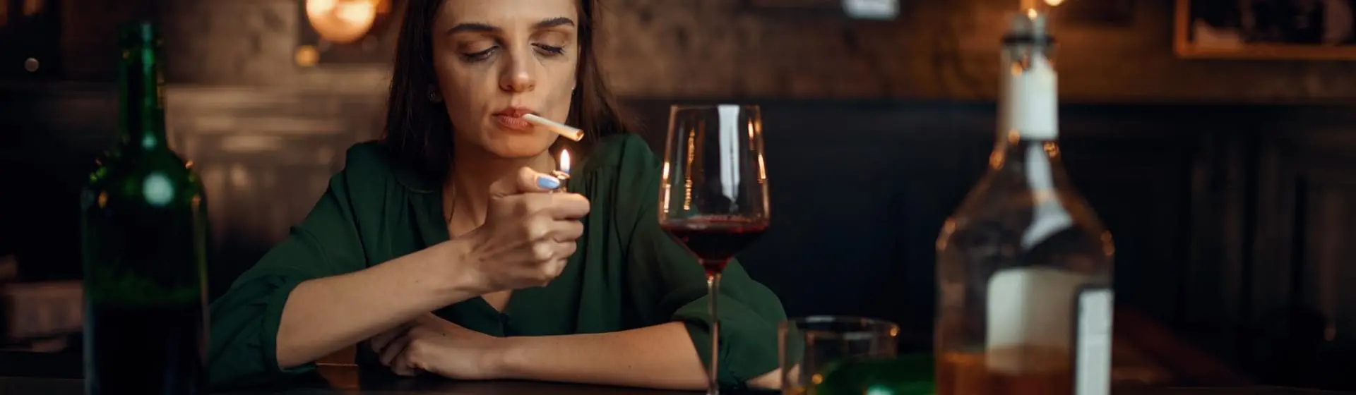 Woman at a bar.
