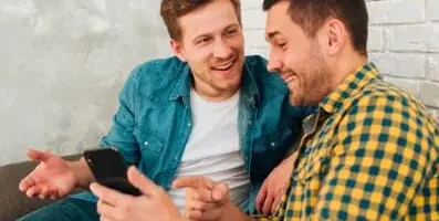 Two friends having a conversation.