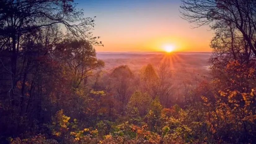 Picture of a sunset over brown county state park