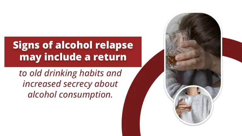 Women holding alcohol. Signs of alcohol relapse may include a return to old drinking habits and increased secrecy about alcohol consumption.