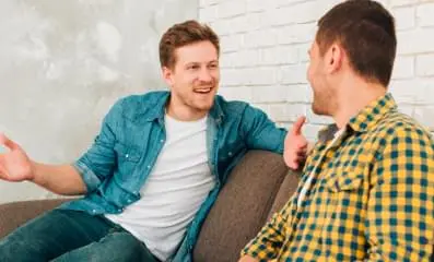 two guys talking