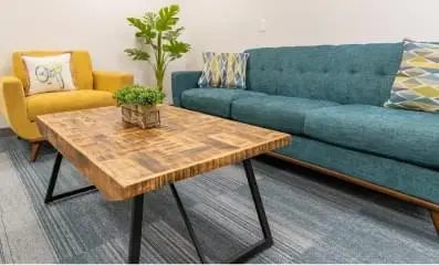 Couch and table.