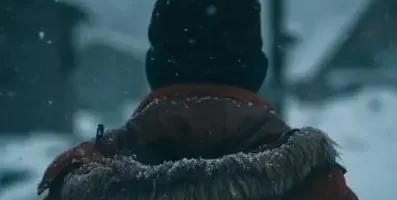 Person staring out in the snow