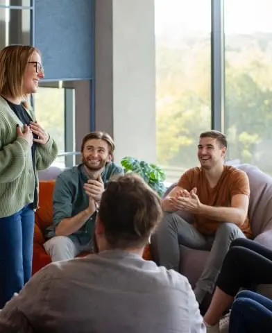 A group of people gathered together.