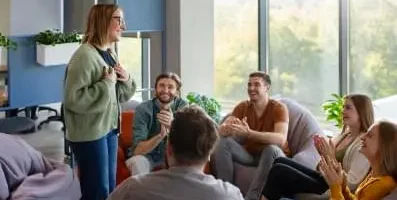 A group of people gathered together.