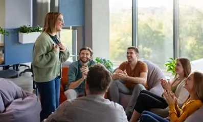 A group of people gathered together.
