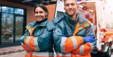 Firefighters smiling.