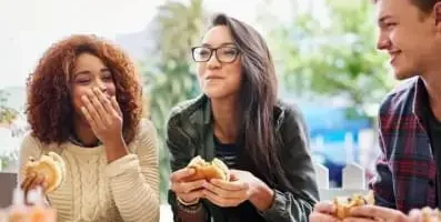 A group of friends enjoying lunch.