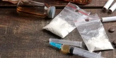 Bags of various drugs.