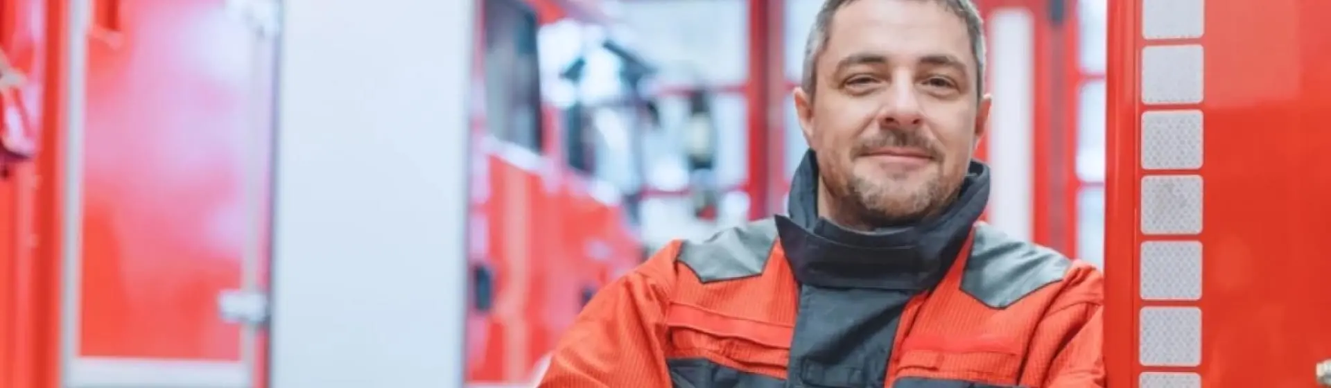 Firefighter smiling.