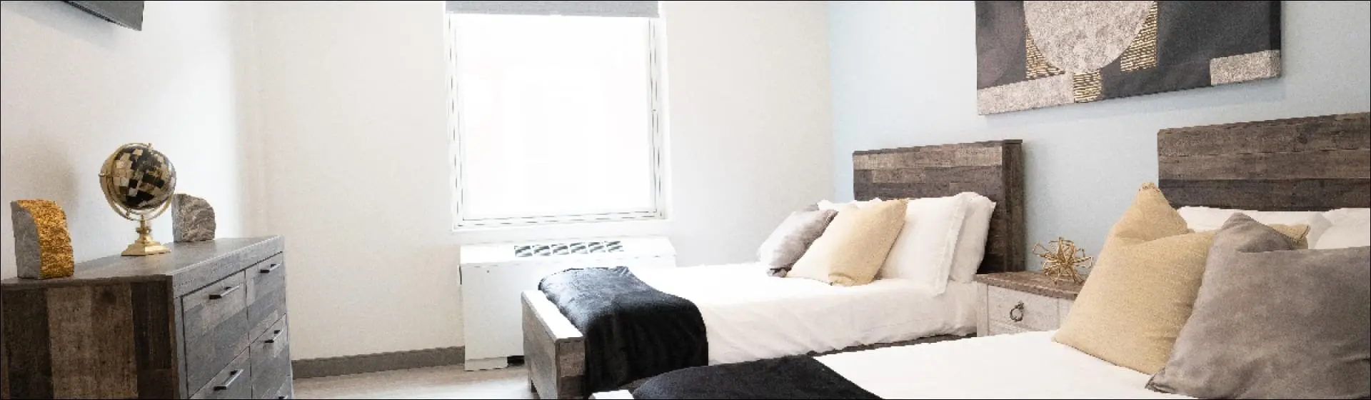 Image: Bedroom at Indiana Center for Recovery. Text: Detox centers ensure the safe removal of harmful substances under medical supervision