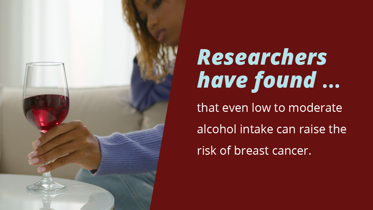 An image showing a woman declining a glass of wine represents the importance of limiting alcohol intake to reduce breast cancer risk.