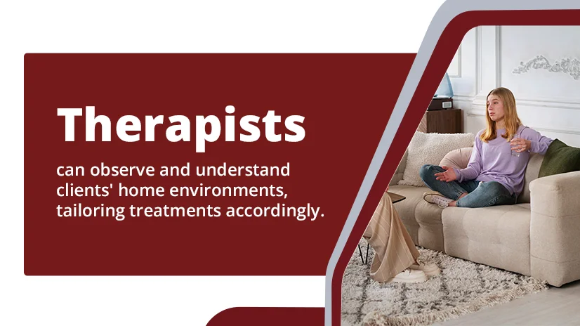 The therapist and client are having a session in a cozy home setting.