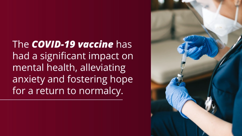 The COVID-19 vaccine has had a significant impact on mental health, alleviating anxiety and fostering hope for a return to normalcy.