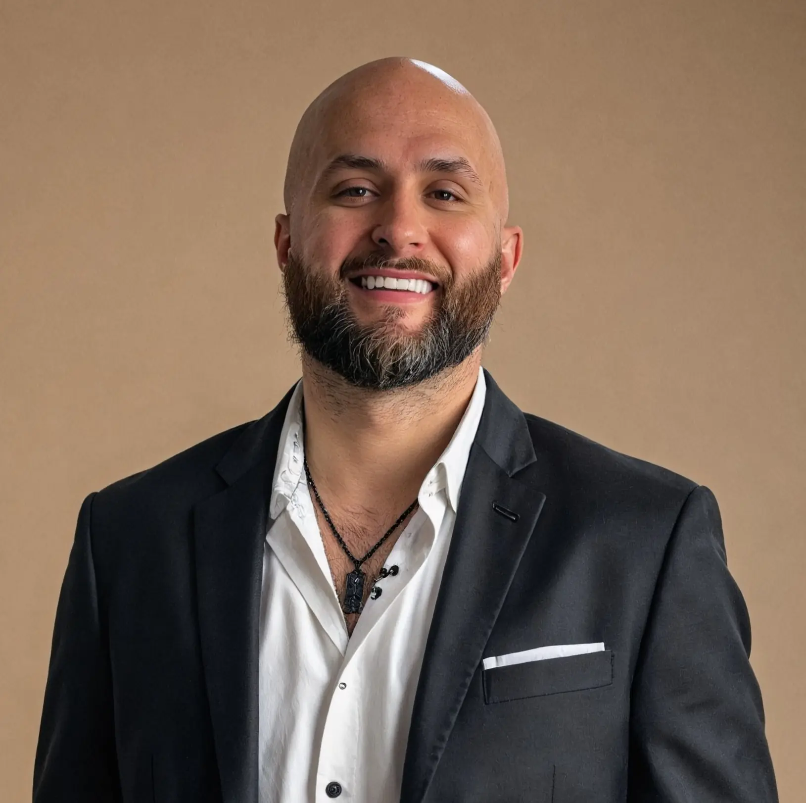Professional headshot of a smiling male executive wearing a black blazer and white shirt